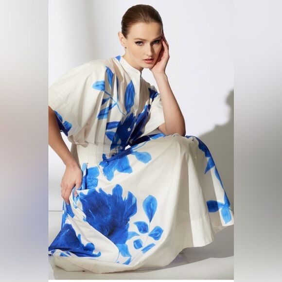 Natori Andora Printed Cotton Poplin Pleated Dress - Picture 5 of 12